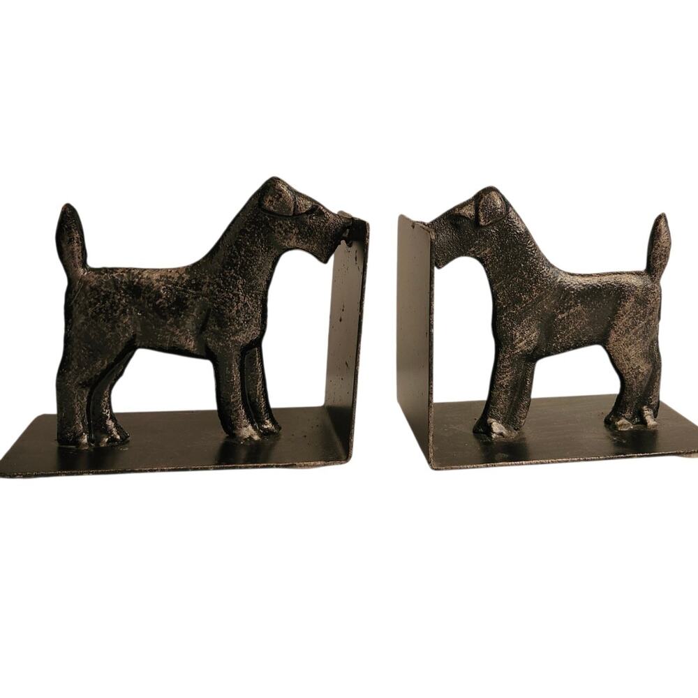 Vtg 1920's Cast Iron Airedale Terrier Dog Bookends Art Deco Style - Picture 2 of 13